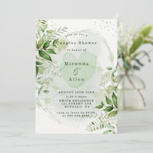 Rustic Greenery Vineyard Couples Shower Invites (Staand voorkant)