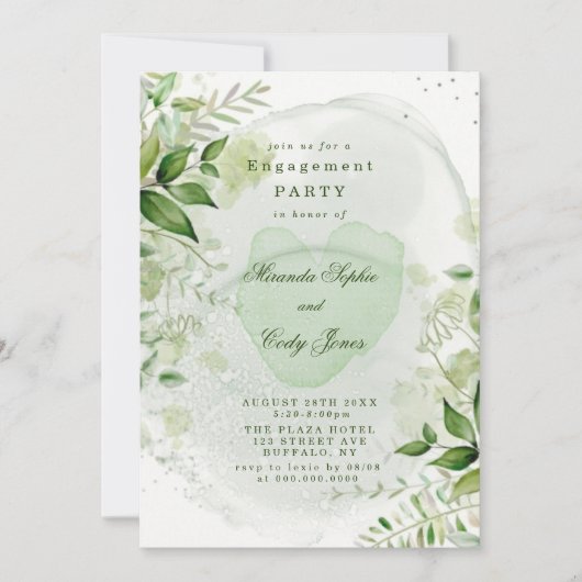 Rustic Greenery Vineyard Heart Engagement Party Kaart (Voorkant)