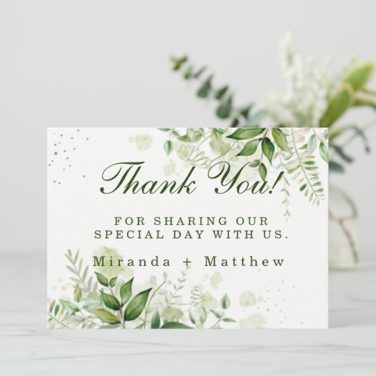 Rustic Greenery Vineyard Wedding Bedankt voor je k Kaart (Staand voorkant)