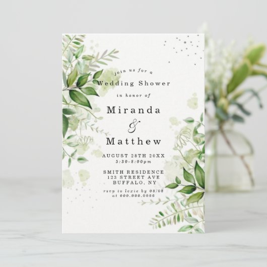 Rustic Greenery Vineyard Wedding Shower Invites (Staand voorkant)
