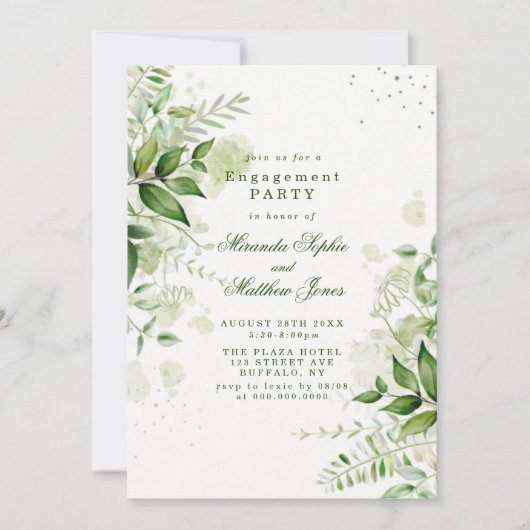Rustic Greenery Vineyard White Engagement Party Kaart (Voorkant)