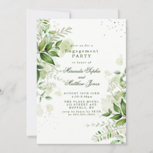 Rustic Greenery Vineyard White Engagement Party Kaart