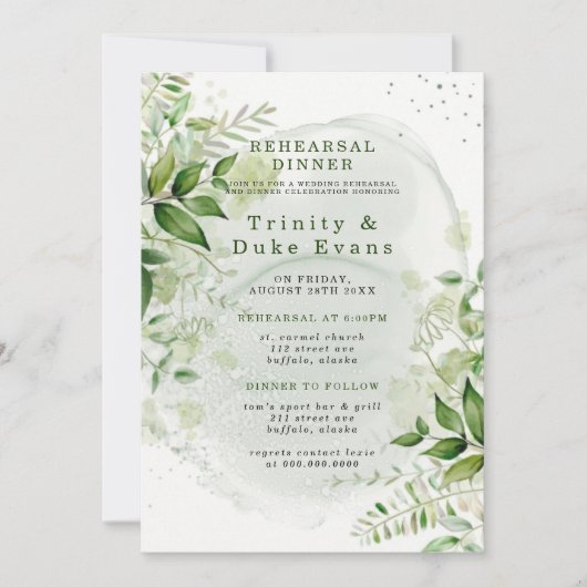 Rustic Greenery Vineyard White Rehearsal Dinner in Kaart (Voorkant)