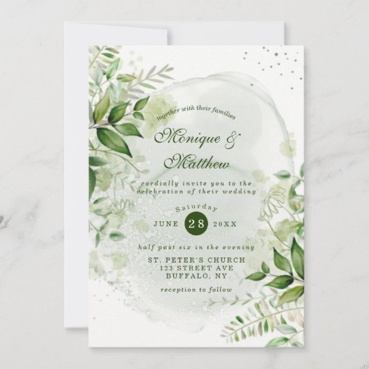 Rustic Greenery Vineyard White Wedding Invitation Kaart (Voorkant)