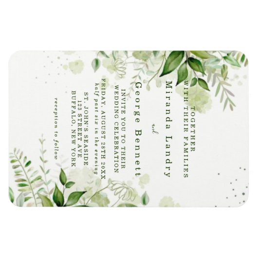Rustic Greenery Vineyard White Wedding Invitation Magneet (Horizontaal)