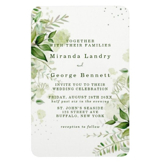 Rustic Greenery Vineyard White Wedding Invitation Magneet (Verticaal)
