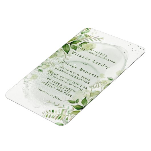 Rustic Greenery Vineyard White Wedding Invitation Magneet (Linkerzijde)