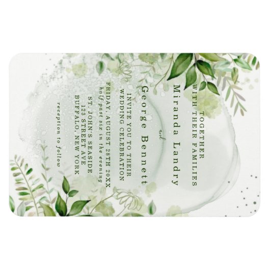 Rustic Greenery Vineyard White Wedding Invitation Magneet (Horizontaal)
