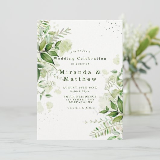 Rustic Greenery Vineyard White Wedding Invitations (Staand voorkant)