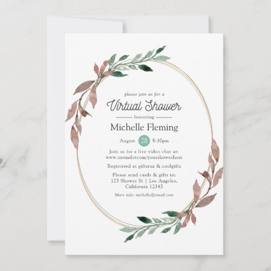 Rustic Greenery Virtual Baby of Vrijgezellenfeest Kaart (Voorkant)