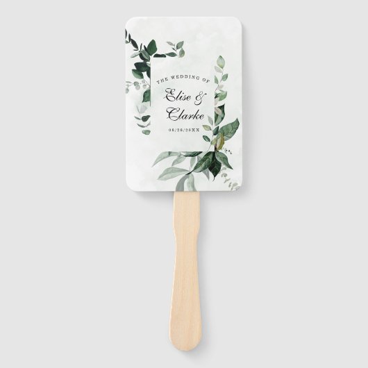 Rustic Greenery Waterverf Eucalyptus Wedding Handwaaier (Voorkant)