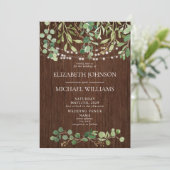 Rustic Greenery Waterverf Eucalyptus Wedding Kaart (Staand voorkant)