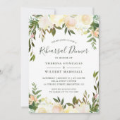 Rustic Greenery Waterverf Floral Rehearsal Dinner Kaart (Voorkant)