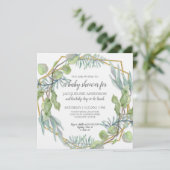 Rustic Greenery Waterverf Geometric Baby shower Kaart (Staand voorkant)