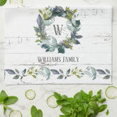 Rustic Greenery Waterverf Laurel Wreath Monogram Theedoek (Gevouwen)