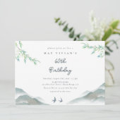 Rustic Greenery Waterverf Mountain 60e verjaardag Kaart (Staand voorkant)