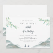 Rustic Greenery Waterverf Mountain 60e verjaardag Kaart (Voorkant / Achterkant)