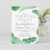 Rustic Greenery Waterverf verlaat virtueel huwelij Kaart (Staand voorkant)