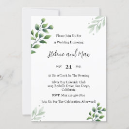 Rustic Greenery Wedding Invitation Kaart
