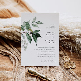 Rustic Greenery Wedding Invitation Kaart