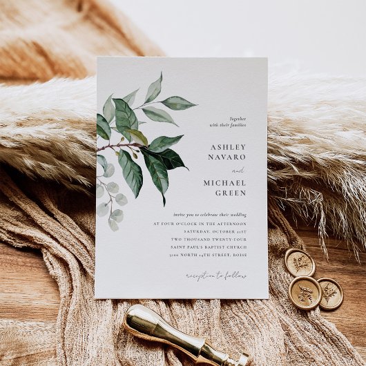 Rustic Greenery Wedding Invitation Kaart