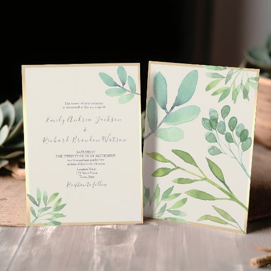 Rustic Greenery Wedding Invitation Kaart