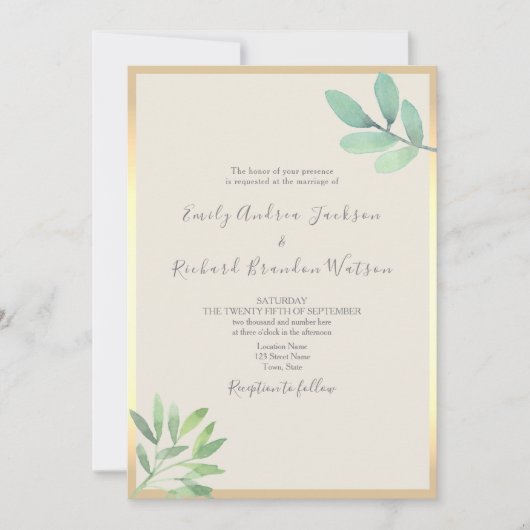 Rustic Greenery Wedding Invitation Kaart (Voorkant)