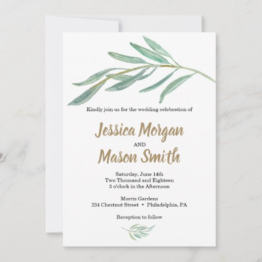 Rustic Greenery Wedding Invitation Kaart (Voorkant)
