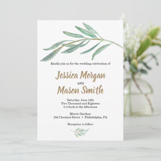Rustic Greenery Wedding Invitation Kaart (Staand voorkant)