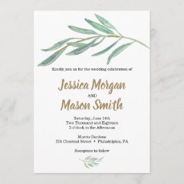 Rustic Greenery Wedding Invitation Kaart