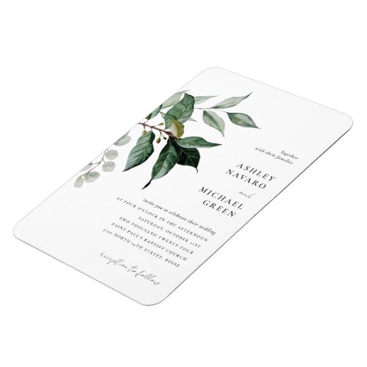 Rustic Greenery Wedding Invitation Magnet Magneet (Linkerzijde)
