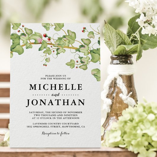 Rustic Greenery Wedding Invite | Botanische ijshee Kaart