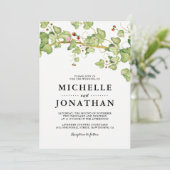 Rustic Greenery Wedding Invite | Botanische ijshee Kaart (Staand voorkant)