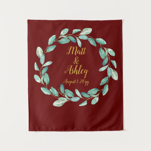 Rustic Greenery Wedding Photo Booth Backdrop Prop Wandkleed (Voorkant)