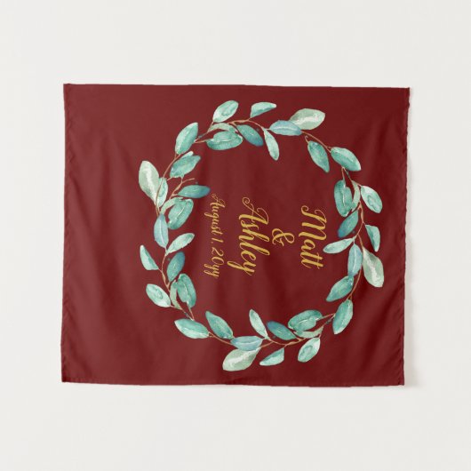 Rustic Greenery Wedding Photo Booth Backdrop Prop Wandkleed (Voorkant (horizontaal))