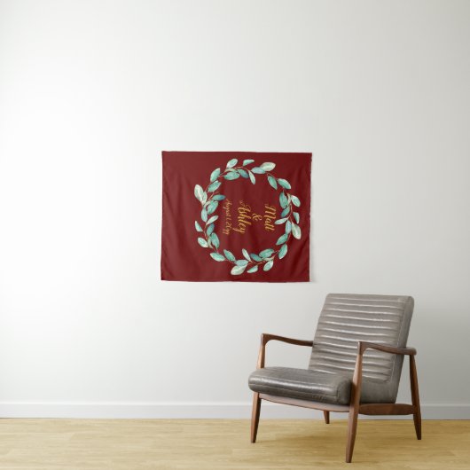 Rustic Greenery Wedding Photo Booth Backdrop Prop Wandkleed (In Situ (horizontaal))