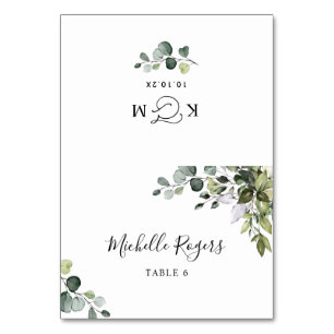 Rustic Greenery Wedding Place Cards Folded Kaart
