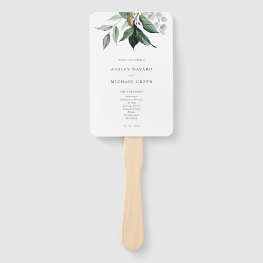 Rustic Greenery Wedding Program Fan Handwaaier (Voorkant)