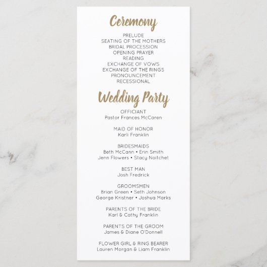 Rustic Greenery Wedding Programme Programmakaart (Achterkant)