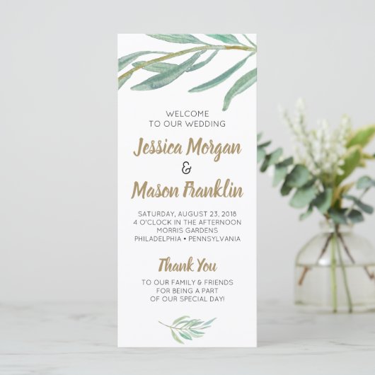 Rustic Greenery Wedding Programme Programmakaart (Staand voorkant)