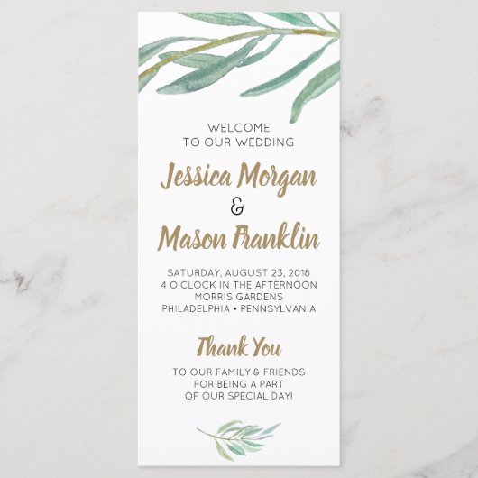 Rustic Greenery Wedding Programme Programmakaart (Voorkant)