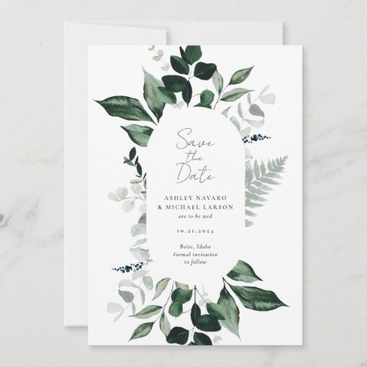 Rustic Greenery Wedding Save the Date (Voorkant)