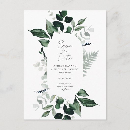 Rustic Greenery Wedding Save the Date Briefkaart (Voorkant)