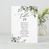 Rustic Greenery Wedding Seating Chart Table Kaarte Kaart (Staand voorkant)