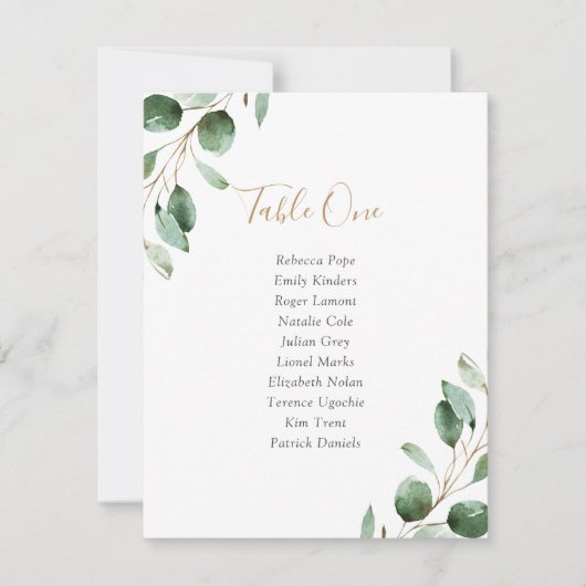 Rustic Greenery Wedding Table Plan Zitkaarten Kaart (Voorkant)