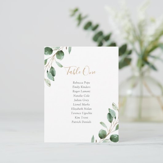 Rustic Greenery Wedding Table Plan Zitkaarten Kaart (Staand voorkant)