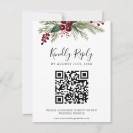Rustic Greenery Wedding Website QR Code RSVP Card