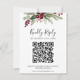 Rustic Greenery Wedding Website QR Code RSVP Card Kaartje