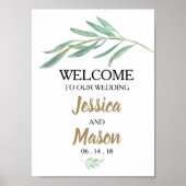 Rustic Greenery Wedding Welcome Sign Poster (Voorkant)