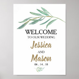 Rustic Greenery Wedding Welcome Sign Poster